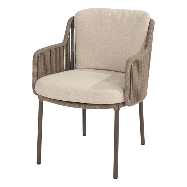 4 Seasons Outdoor Bernini Essstuhl + Taste 4SO Korsica Tisch Kieselform Teak 240 cm