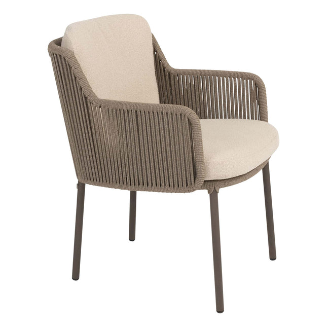 4 Seasons Outdoor Bernini Essstuhl + Taste 4SO Prado Teak Tisch Oval 240 cm Terre Onderstel