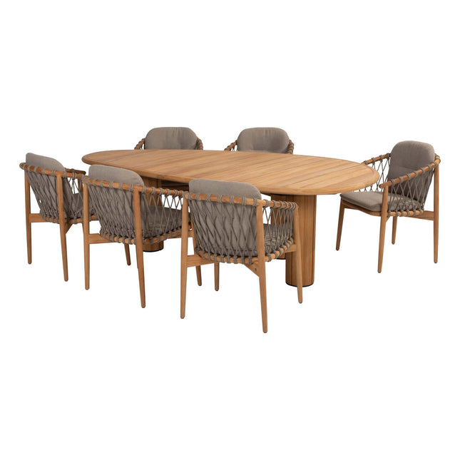 4 Seasons Outdoor Nora Essstuhl + Taste 4SO Corsica Tisch Kieselform Teak 240 cm