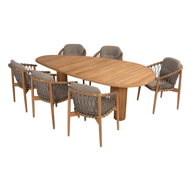4 Seasons Outdoor Nora Essstuhl + Taste 4SO Corsica Tisch Kieselform Teak 240 cm