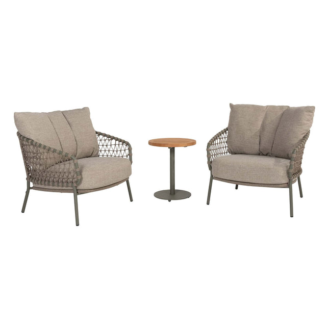4 Seasons Outdoor Jura Bistro Lounge Set + Volta Seiten Tabelle 45 Ø CM Olive