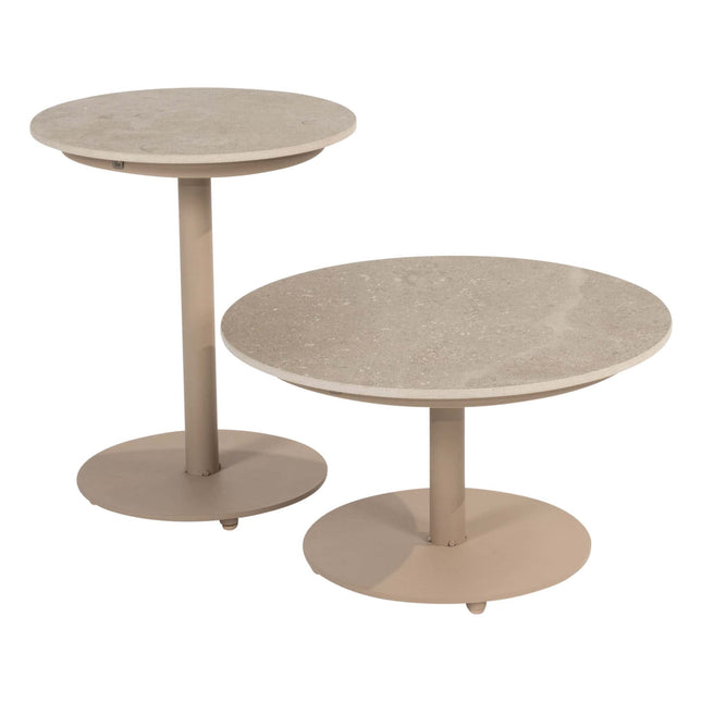 4 Seasons Outdoor Boaz Side Table mit Keramiktisch -Tisch, Zentralbein Latte 45 cm. Ø (H 55)