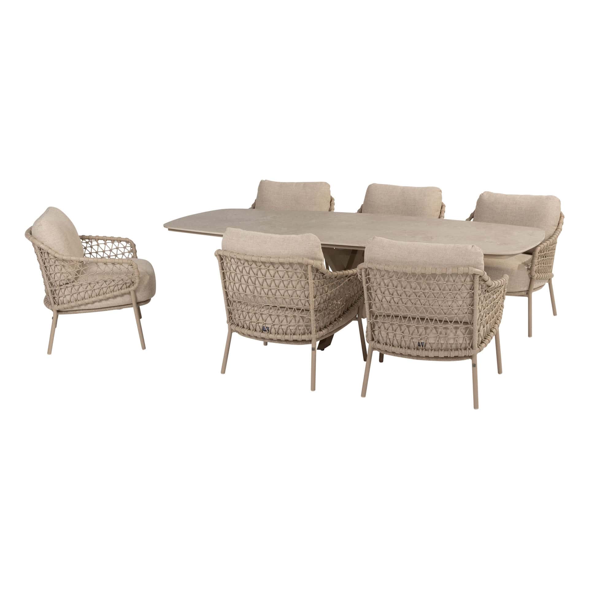 4SO Sardinia low dining set (6 st.) met Nevada tafel 250x105cm - afbeelding 6