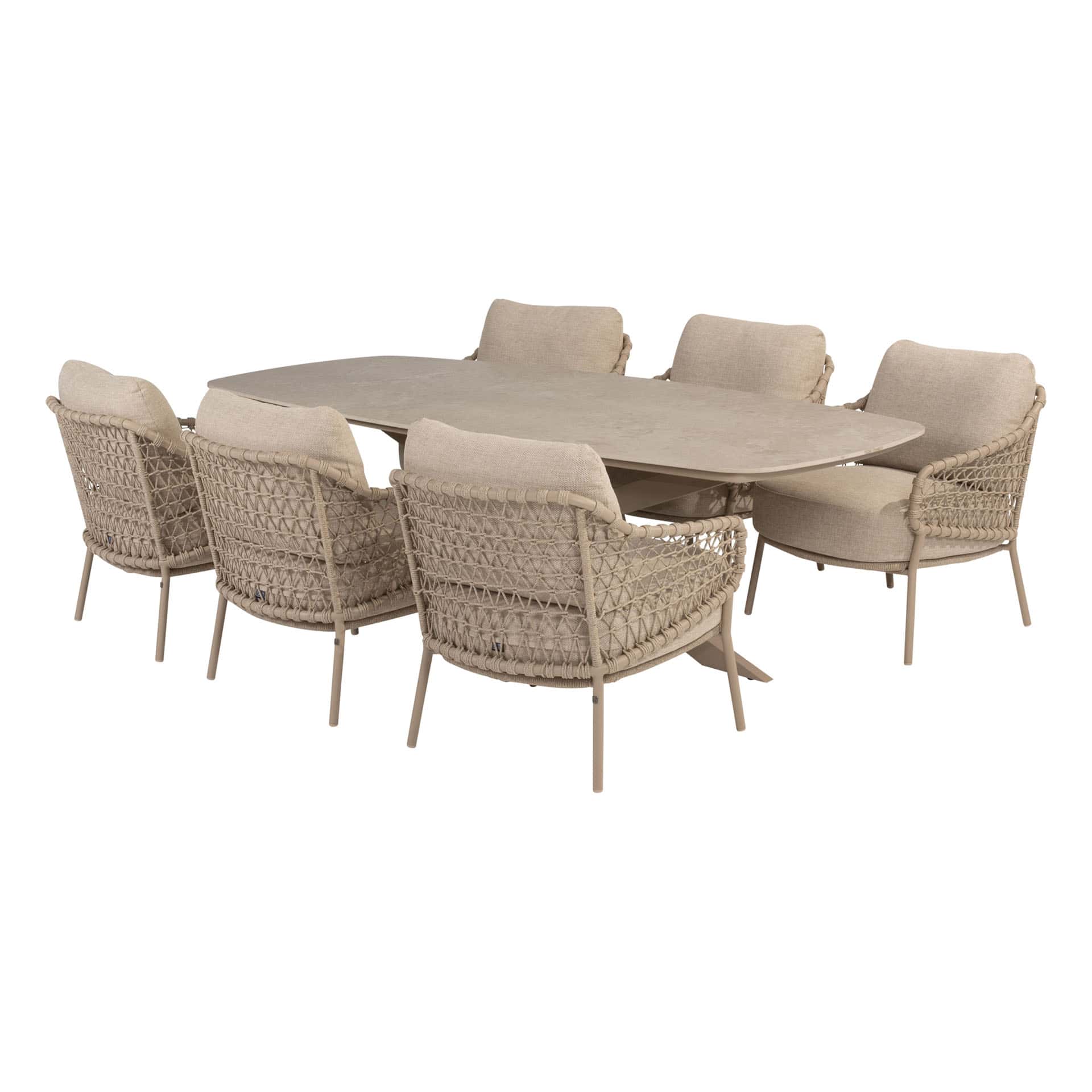 4SO Sardinia low dining set (6 st.) met Nevada tafel 250x105cm