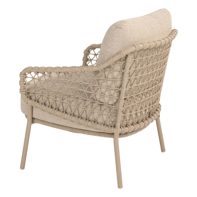 4 Seasons Outdoor Garten Sardinia niedriger Esstuhl + Nevada Low Ess Tisch-Fass-Form 250 cm Latte