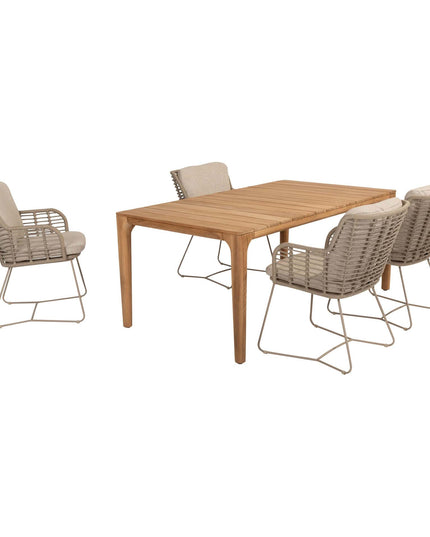 4 Seasons Outdoor Fabrice Essstuhl Latte + Taste 4SO Liam Esstisch Teak 180 cm