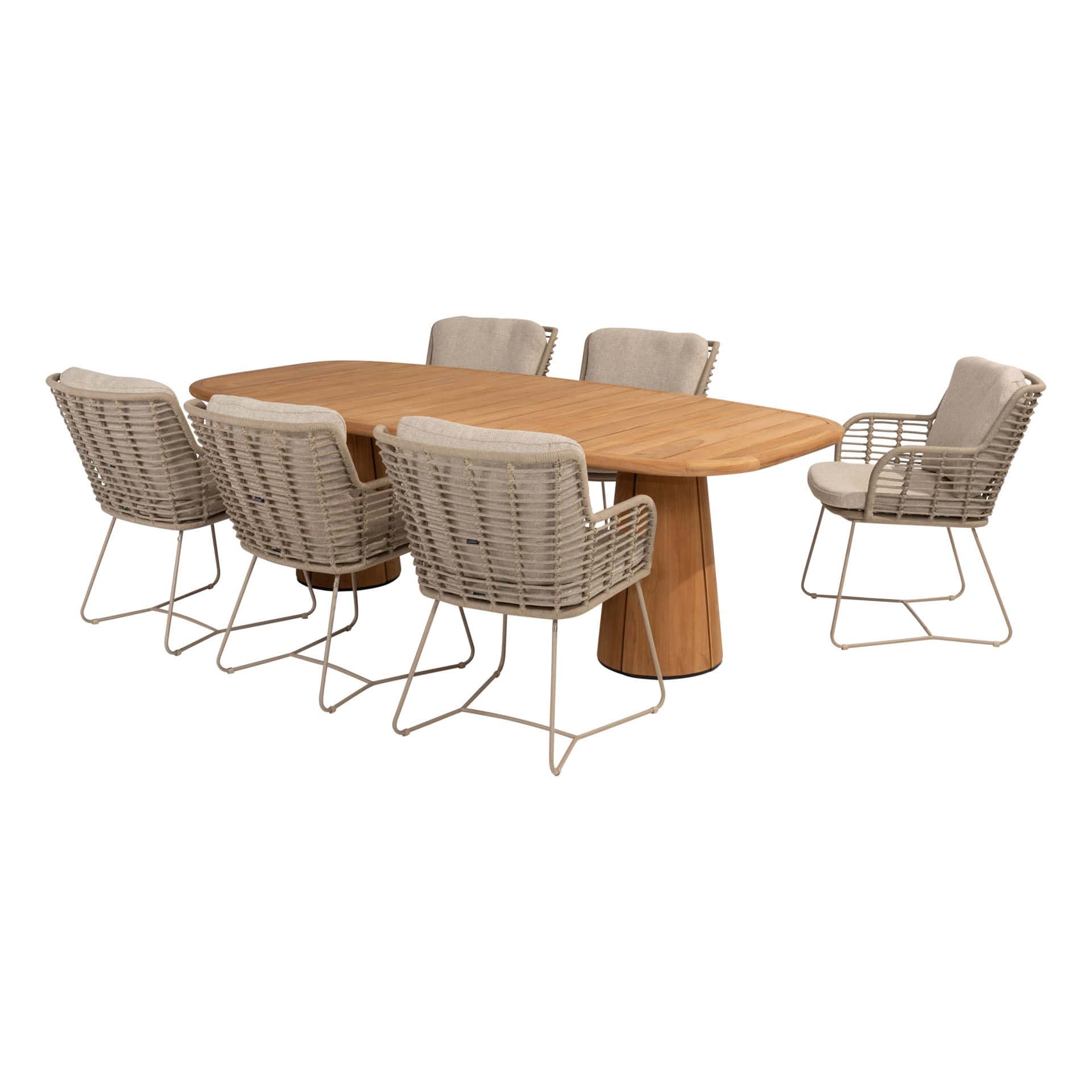 4SO Fabrice dining set latte (6 st.) + Taste 4SO Capri tafel 240x110cm
