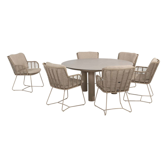 4 Seasons Outdoor Fabrice Essstuhl Latte + Taste 4SO Donato Tisch Keramik Latte 160 Ø cm