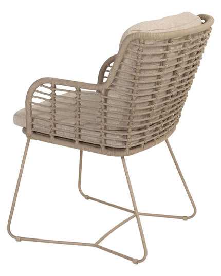 4 Seasons Outdoor Fabrice Essstuhl Latte + Geschmack 4SO Korsica Tisch Kieselform Teak 240 cm