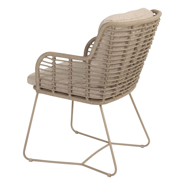 4 Seasons Outdoor Fabrice Essstuhl Latte + Taste 4SO Korsica Tisch Kieselform Teak 240 cm