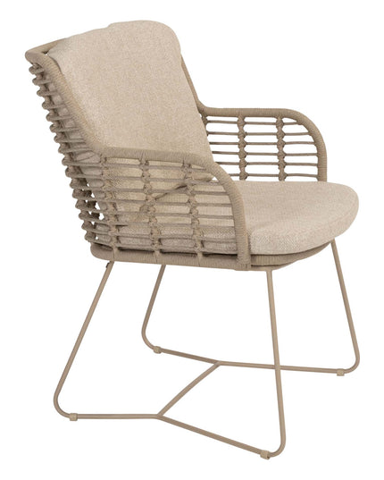 4 Seasons Outdoor Fabrice Essstuhl Latte + Geschmack 4SO Korsica Tisch Kieselform Teak 240 cm