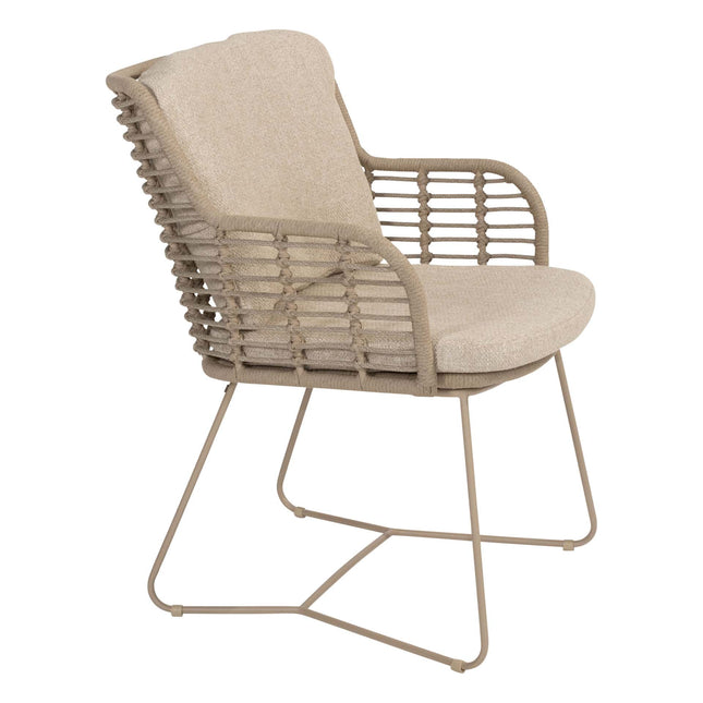 4 Seasons Outdoor Fabrice Essstuhl Latte + Taste 4SO Liam Esstisch Teak 180 cm
