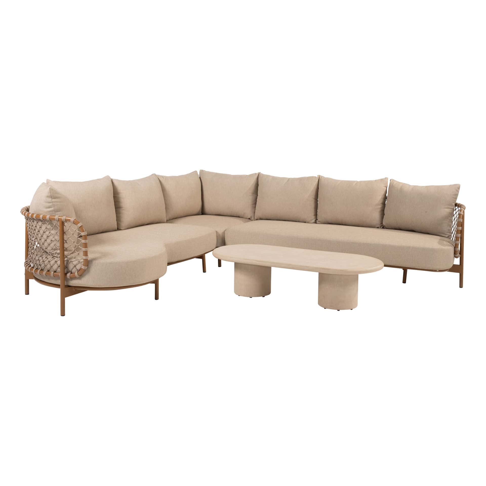 4SO Martinique lounge set amber met Hampton salontafel 65x35cm