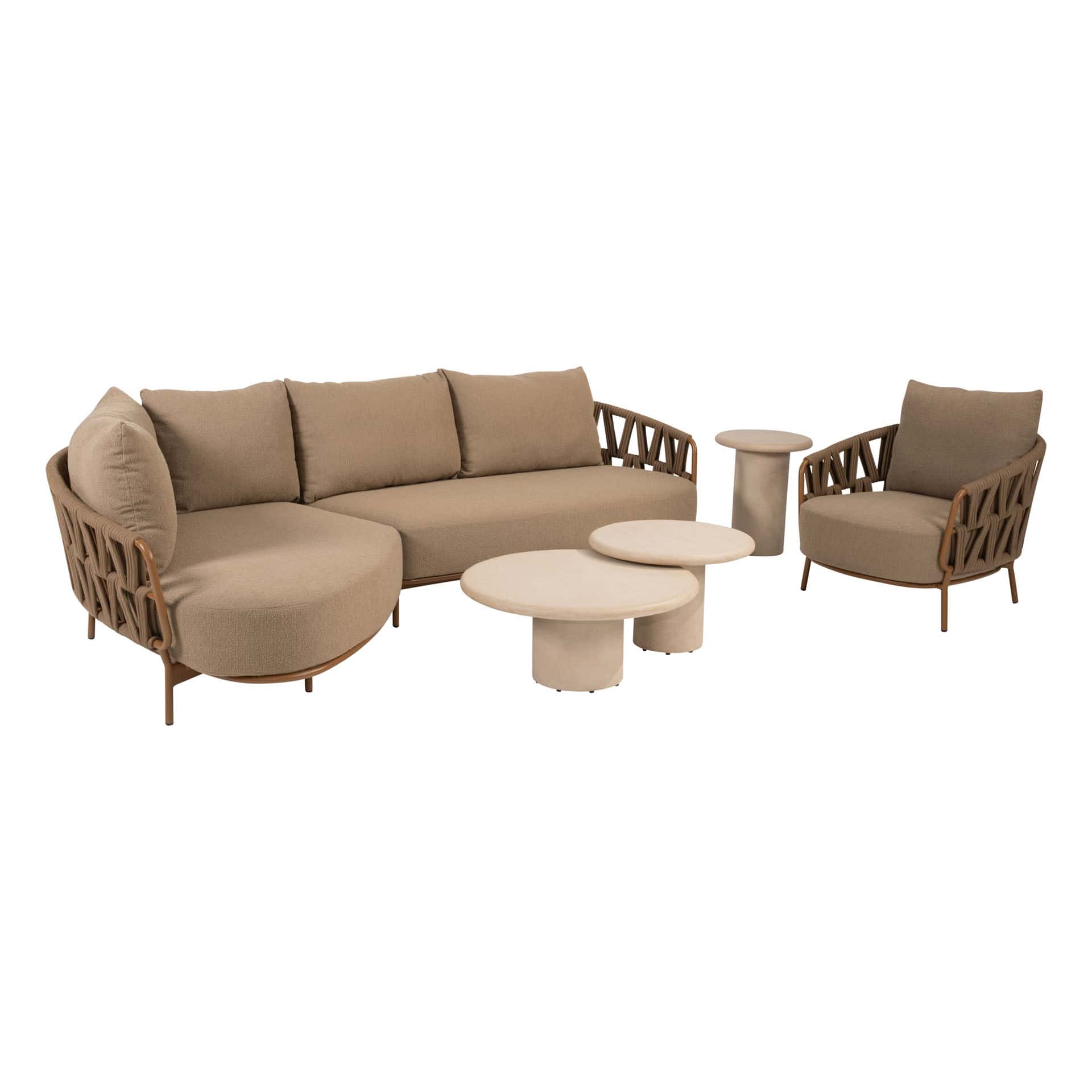 4SO Biarritz dining set amber met Hampton salontafels (2 st.)