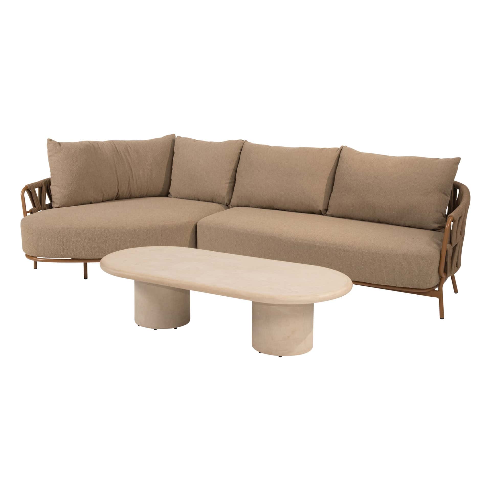 4SO Biarritz lounge set amber met Hampton salontafel 65x35cm