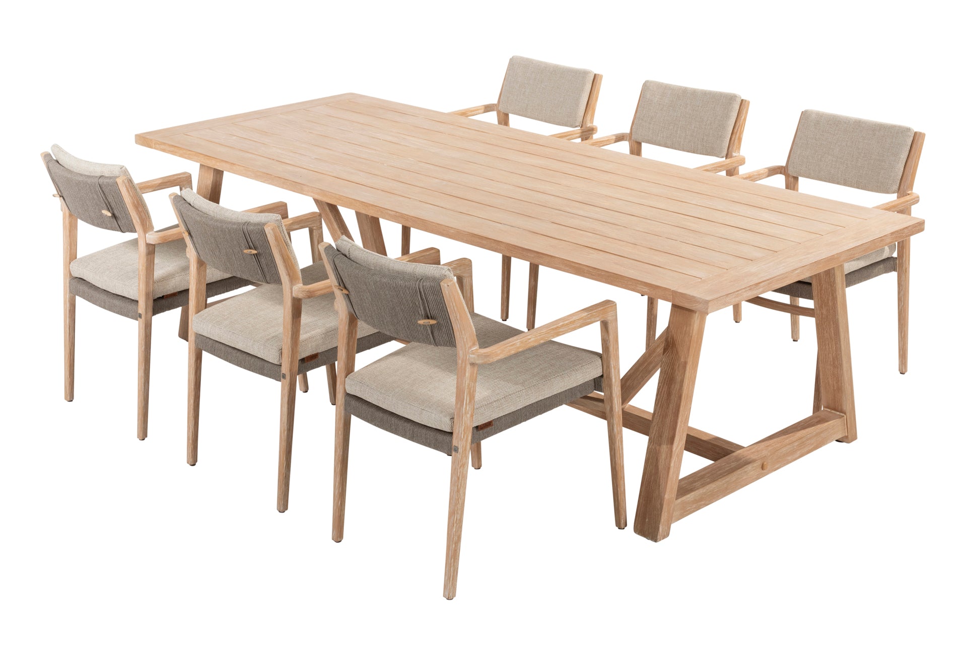 Julia dining set with Noah brushed Teak table 260x100cm _ - Complete Set