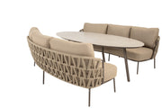 Mallorca 3 seater low dining set terre with Salute low dining table ceramic ellips terre 220 x 105 x 69 cm - Complete Set