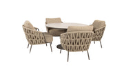 Mallorca low dining set terre with Sarah low dining table 130 cm terre - Complete Set