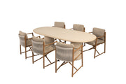 Marina dining set amber with Hampton oval dining table 240 x 105cm - Complete Set