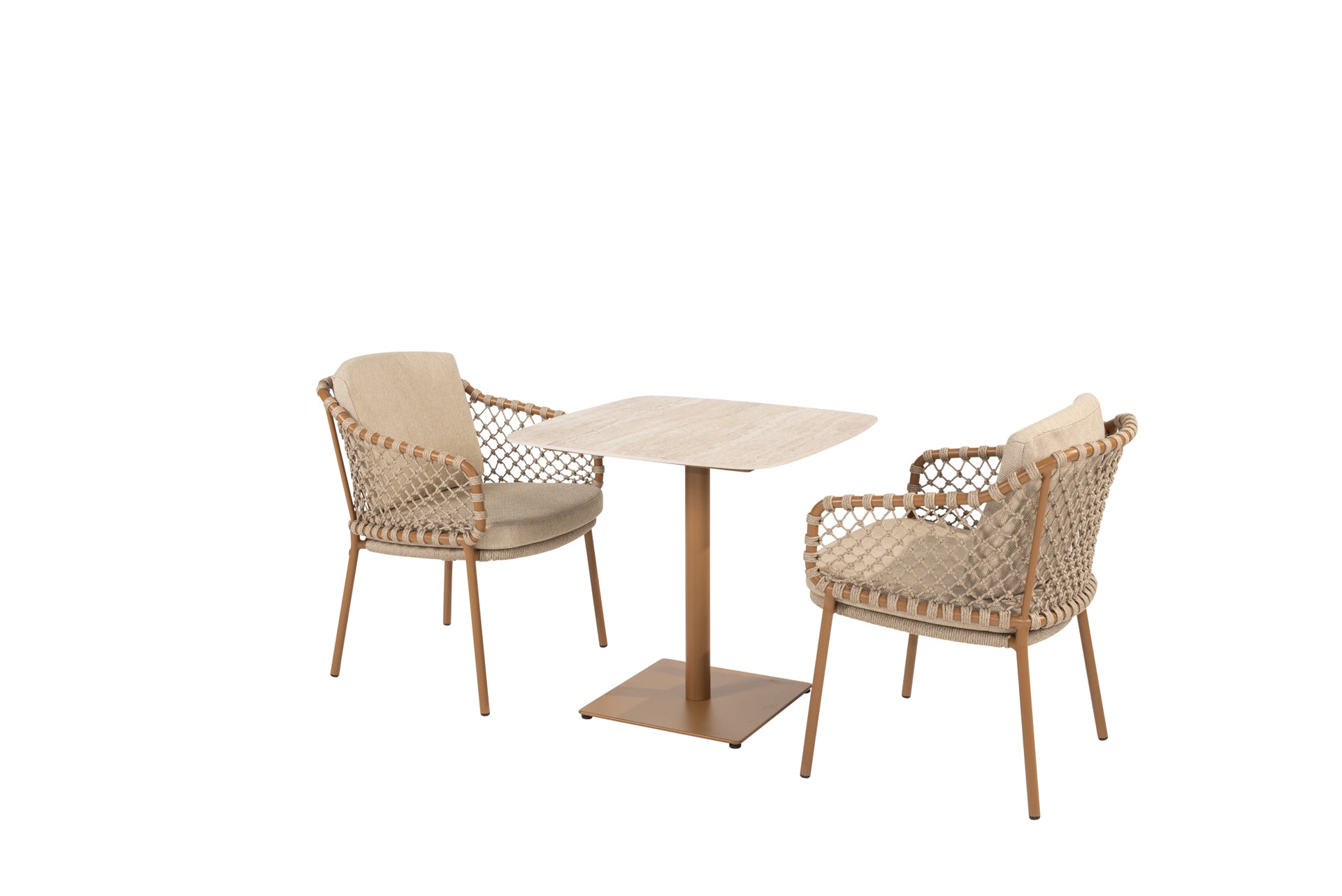 Martinique dining set amber with Vermont dining table amber 75 x 75 cm - Complete Set