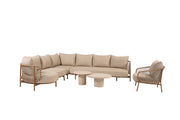 4SO Martinique modular corner lounge set amber with lounge chair and Hampton tables