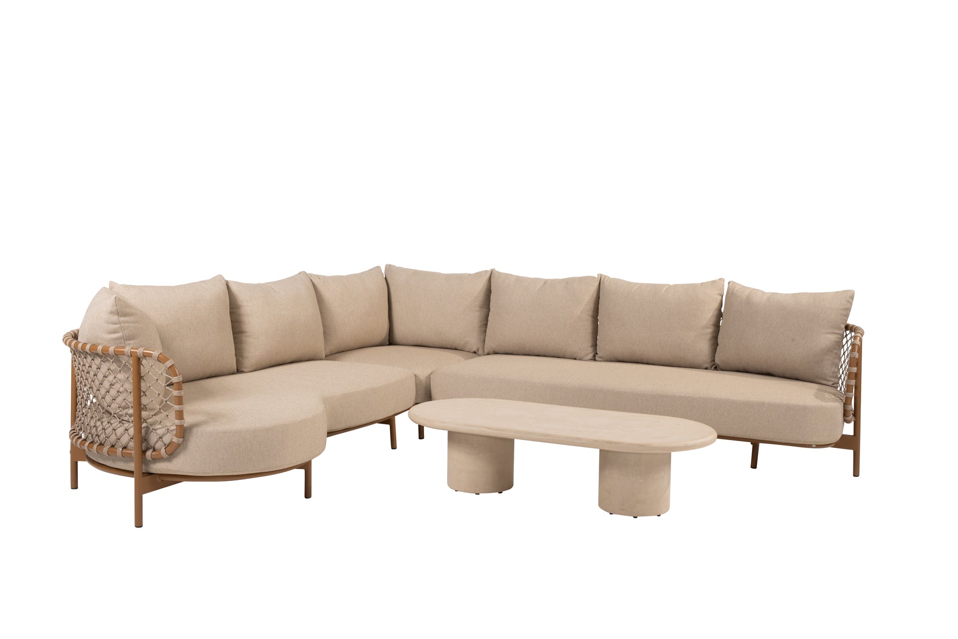 Martinique modular corner lounge set amber with Hampton table oval - Complete Set