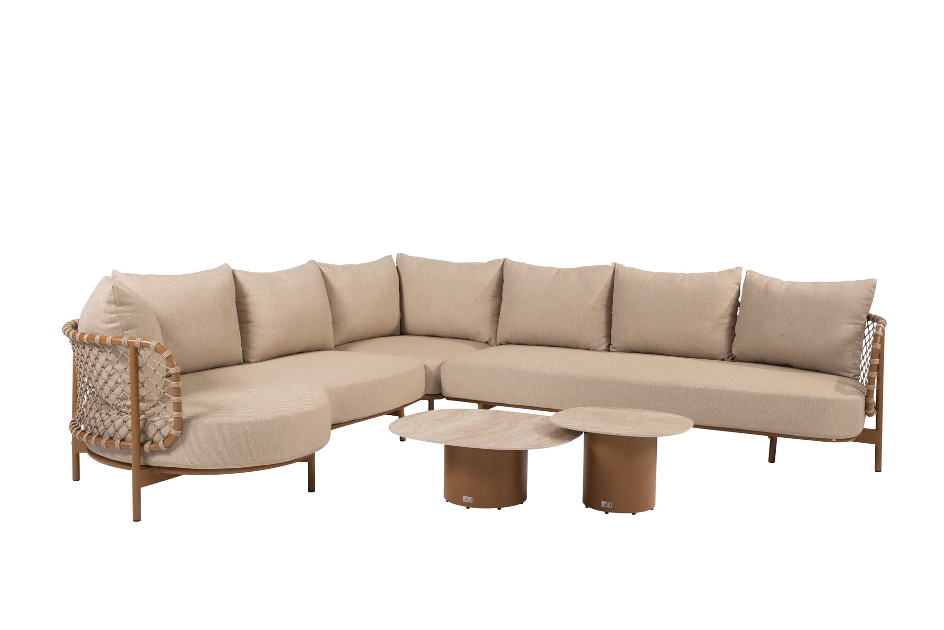 Martinique modular corner lounge set amber with Sofie tables - Complete Set