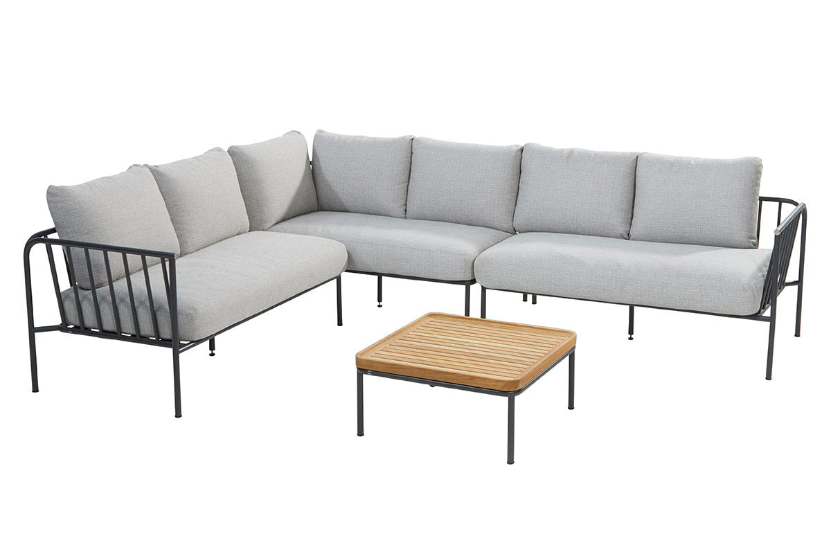 4SO Figaro Lounge-Set hellgrau mit Figaro Couchtisch 75x75 cm