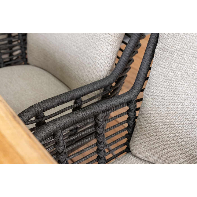 4 Seasons Outdoor Fabrice Essanthrazit + Taste 4SO Prado Teak Tabelle 130 Ø cm