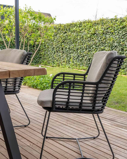 4 Seasons Outdoor Fabrice Dining Anthrazit + Privada Tisch Oval HPL Blatt 240 cm