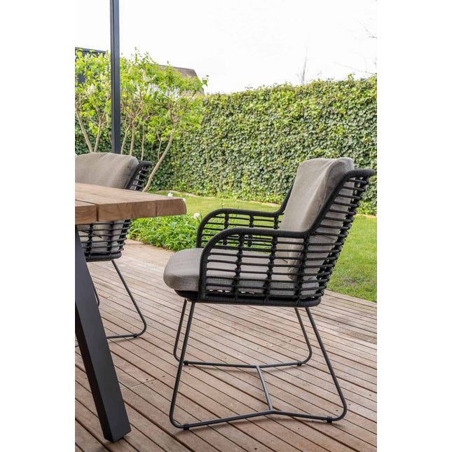 4 Seasons Outdoor Fabrice Essanthrazit + Taste 4SO Prado Teak Tabelle 130 Ø cm