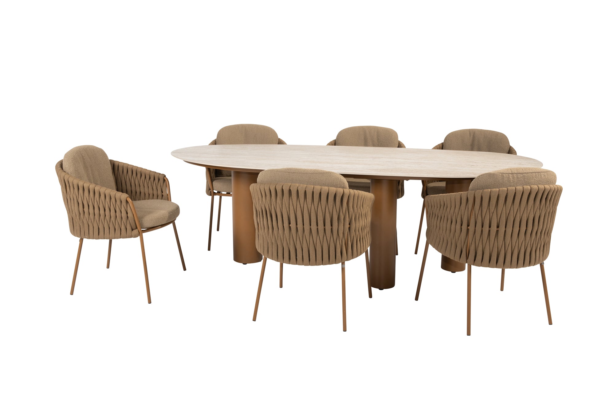 Molina dining set amber with Estate mango shape dining table amber - Complete Set