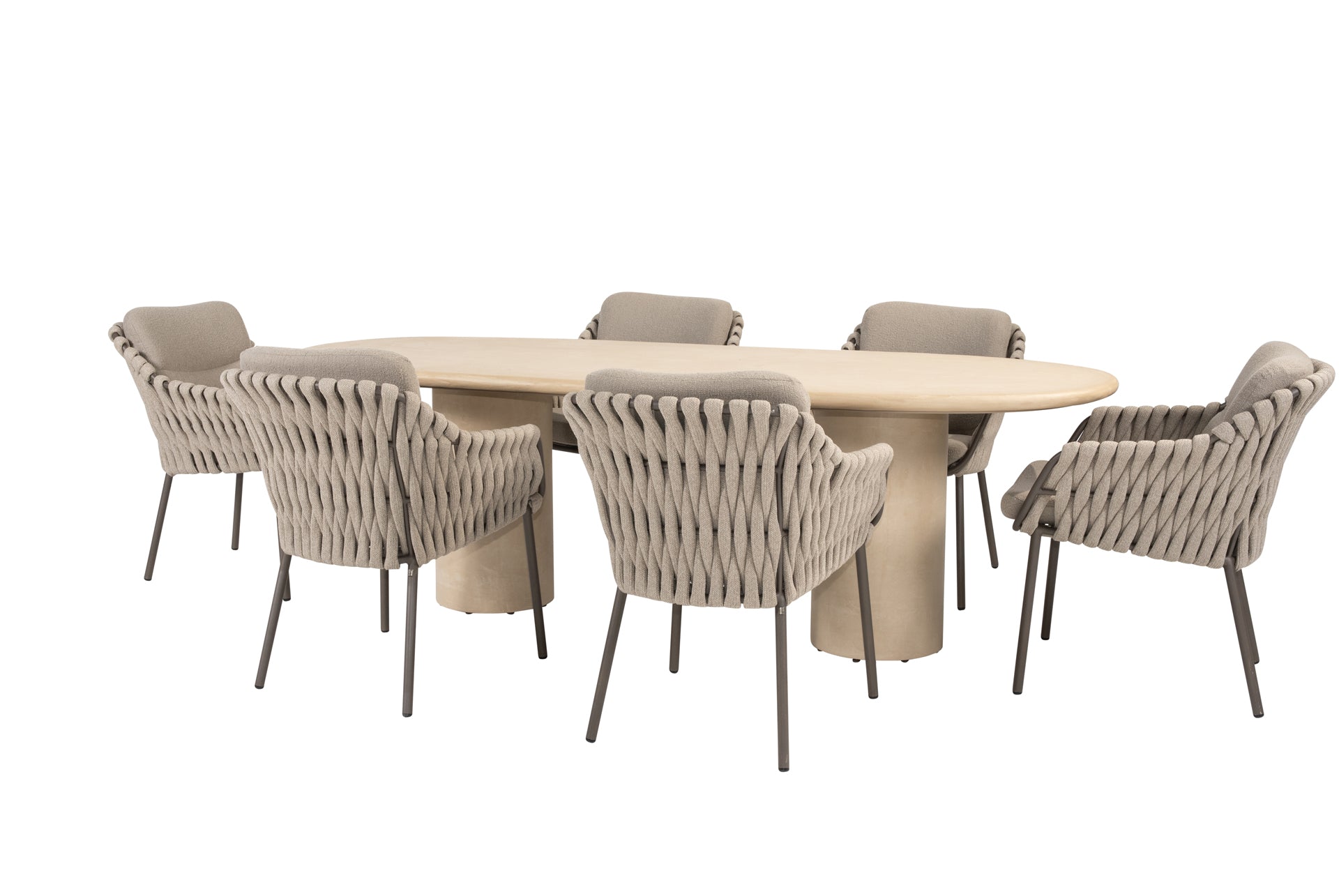 Montera dining set terre with Hampton oval dining table 240 x 105cm - Complete Set