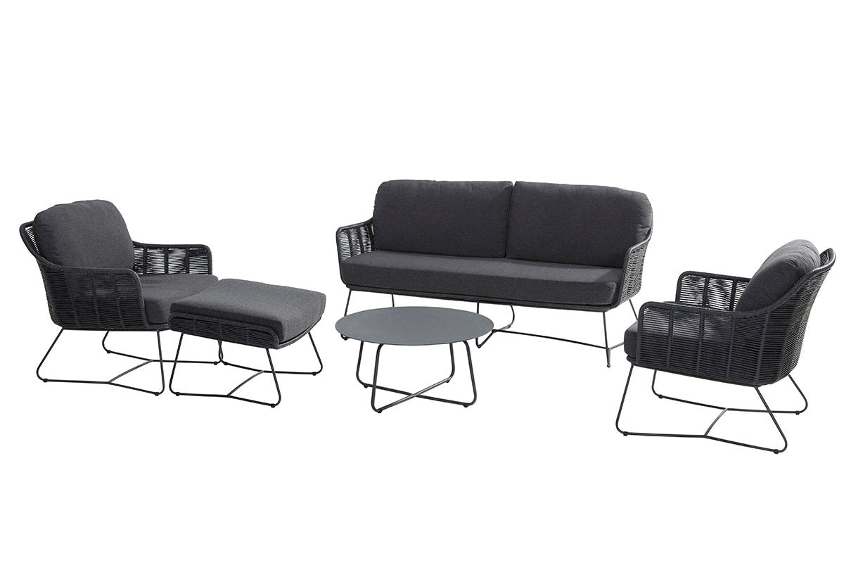 Taste 4SO Belmond Lounge-Set anthrazit inkl. Hocker + Dali Couchtisch ⌀73 cm