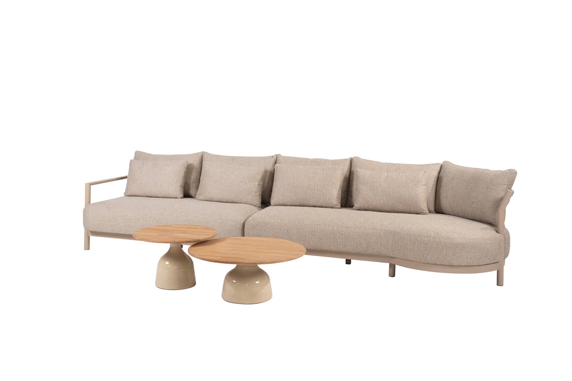 Mykonos modular bench latte with June tables - Complete Set