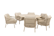 Sardinia low dining set latte with Hampton low dining table - Complete Set