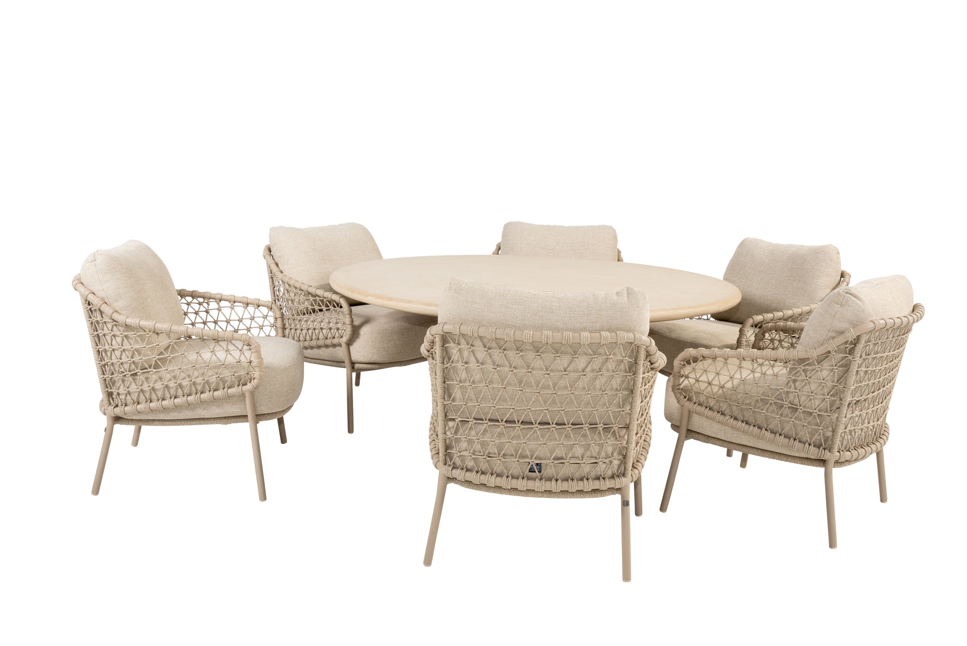 Sardinia low dining set latte with Hampton low dining table - Complete Set