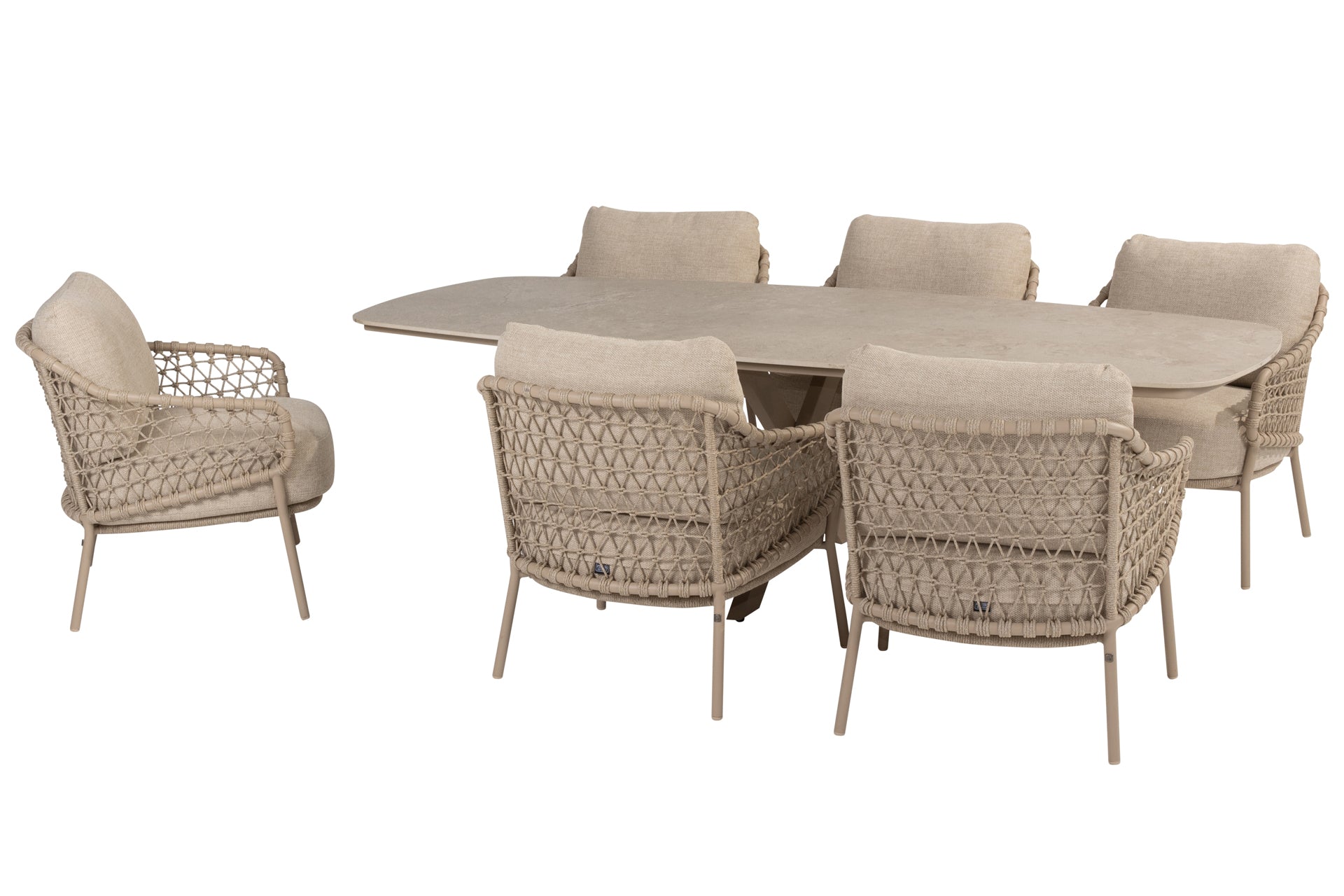 Sardinia low dining set with Nevada table Latte - Complete Set