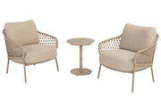 Sardinia low dining bistro set with Boaz side table Latte - Complete Set