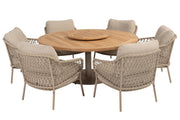 Sardinia low dining set with Saba table 160cm Teak and Lazy Susan - Complete Set