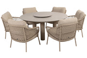 Sardinia low dining set with Donato table 160cm and Lazy Susan - Complete Set