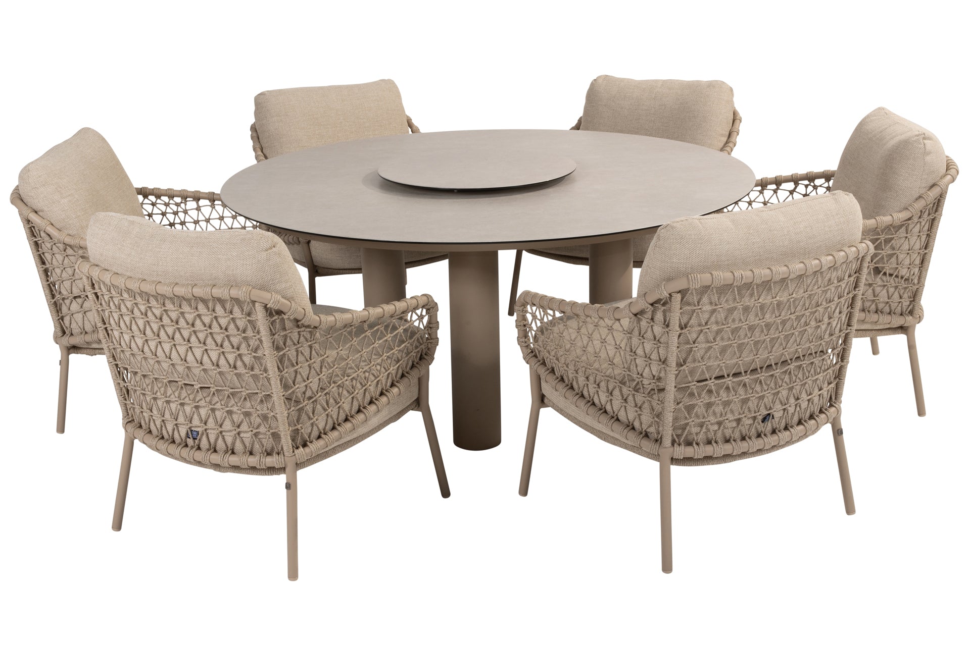 Sardinia low dining set with Donato table 160cm and Lazy Susan - Complete Set