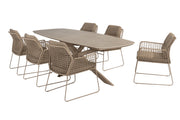 Albano dining set with Prado barrel dining table Latte 240x105cm - Complete Set