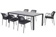Barista anthracite dining set with Goa table - HPL dark grey 220x95cm - Complete Set