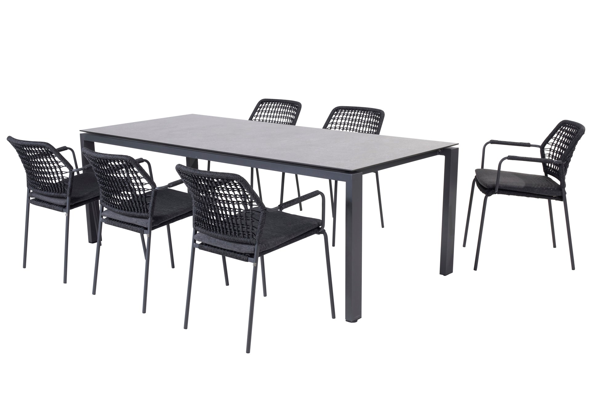 Barista anthracite dining set with Goa table - HPL dark grey 220x95cm - Complete Set