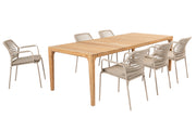 Barista dining set Latte with Liam teak dining table 240x100cm _ - Complete Set