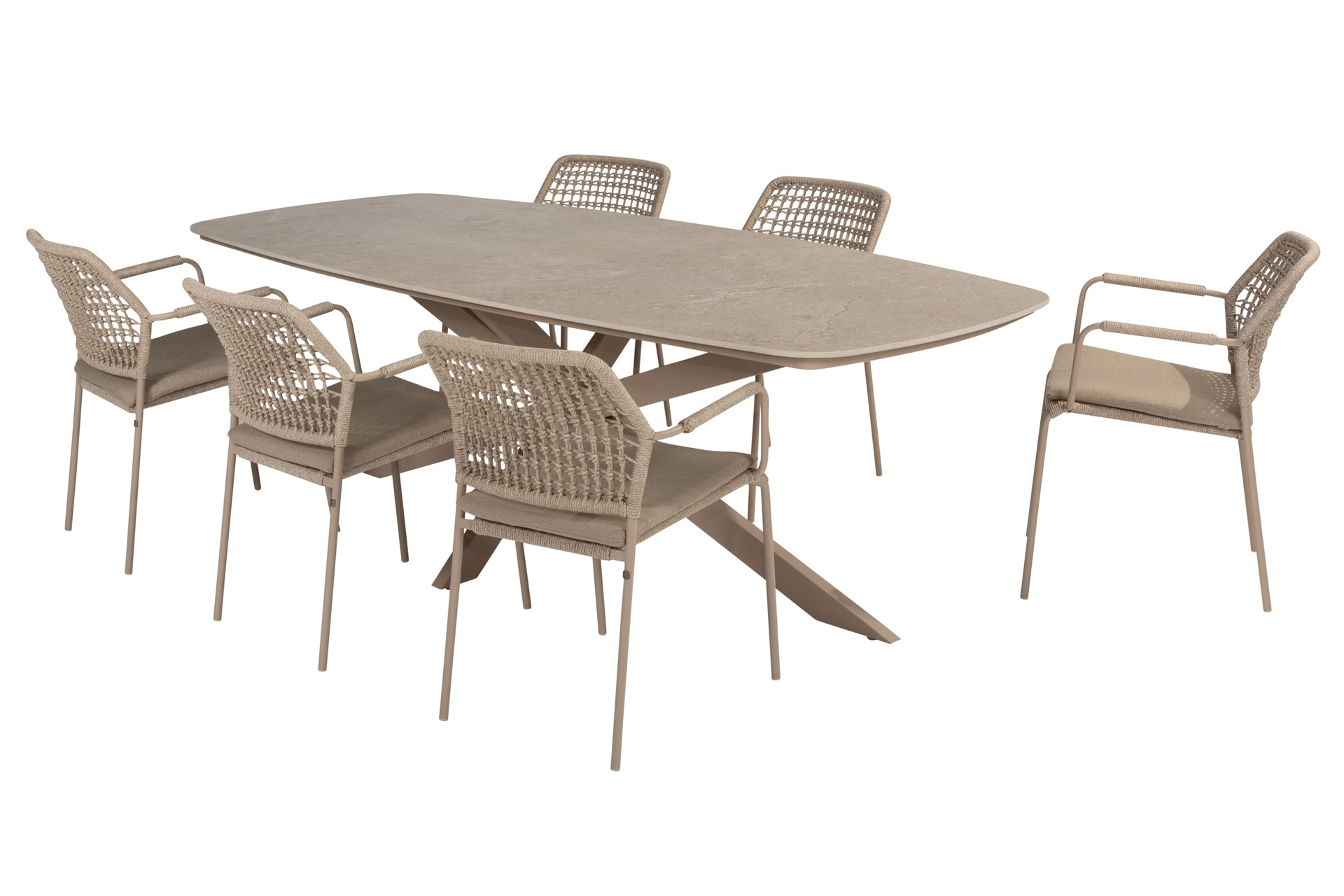 Barista dining set Latte with Prado barrel dining table 240x105cm - Complete Set