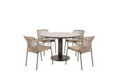Barista dining set terre with Sarah dining table printed ceramic top 120 cm terre - Complete Set