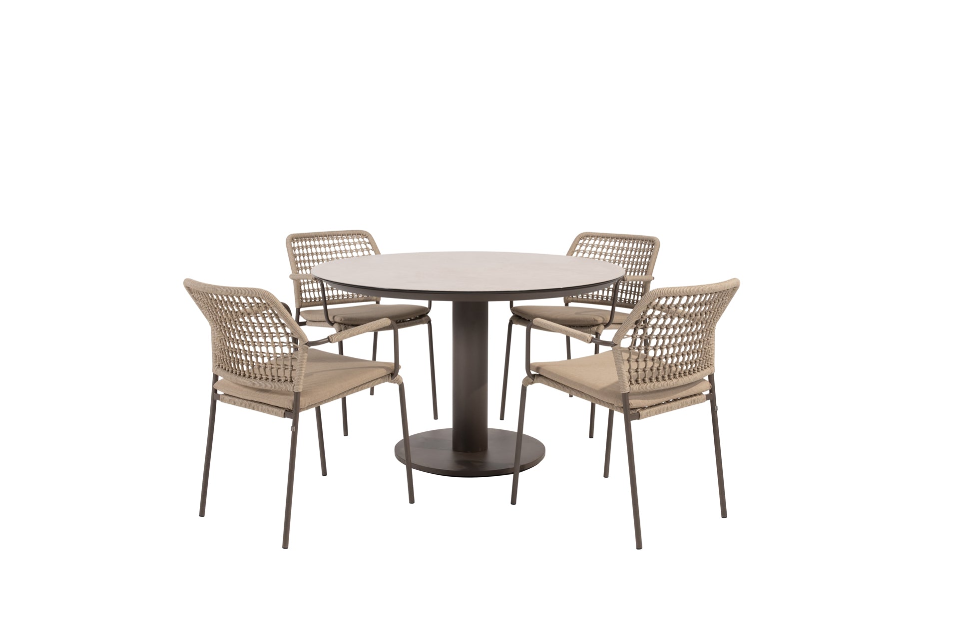 Barista dining set terre with Sarah dining table printed ceramic top 120 cm terre - Complete Set