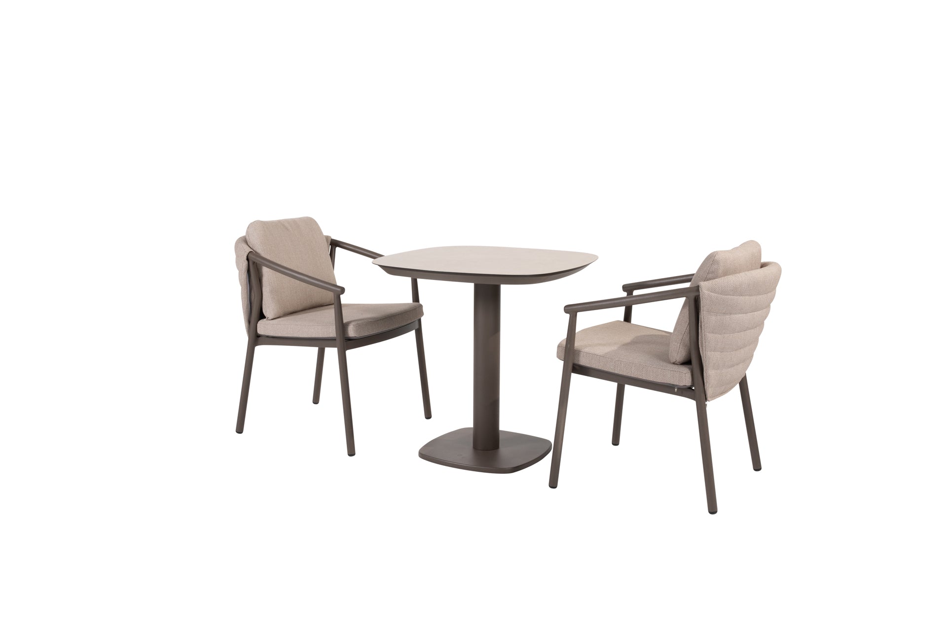 Barolo bistro set terre with Manolo dining table terre printed ceramic top 75x75 - Complete Set